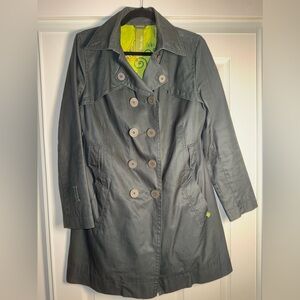 Soia & Kyo Women’s Navy Blue Mid Length Trench Coat with Embroidery